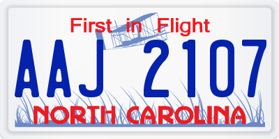 NC license plate AAJ2107