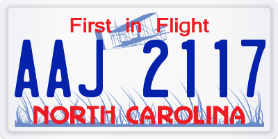 NC license plate AAJ2117