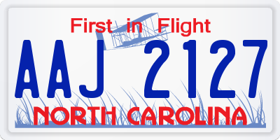 NC license plate AAJ2127
