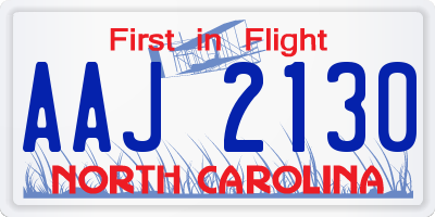 NC license plate AAJ2130