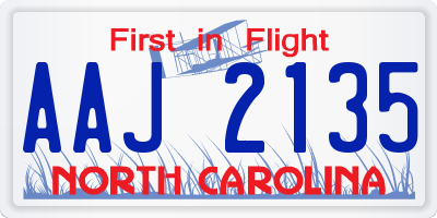 NC license plate AAJ2135