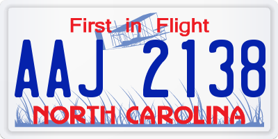 NC license plate AAJ2138
