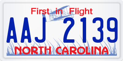 NC license plate AAJ2139
