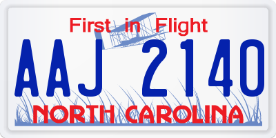 NC license plate AAJ2140