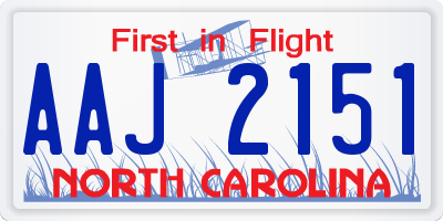 NC license plate AAJ2151