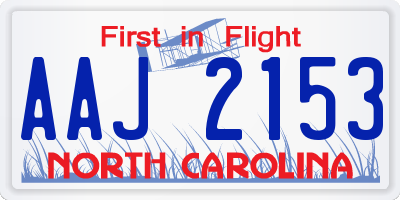 NC license plate AAJ2153