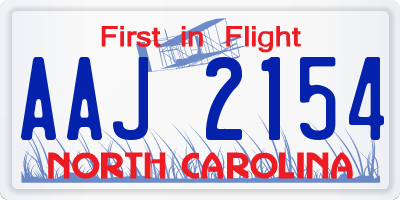 NC license plate AAJ2154