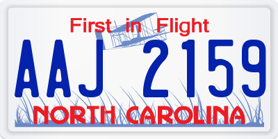 NC license plate AAJ2159