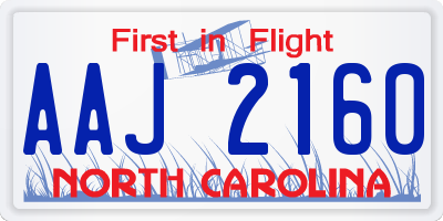 NC license plate AAJ2160