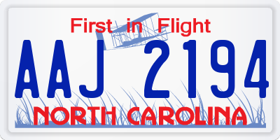 NC license plate AAJ2194