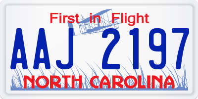 NC license plate AAJ2197