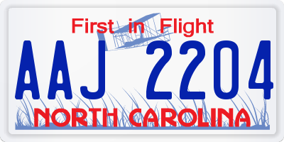 NC license plate AAJ2204