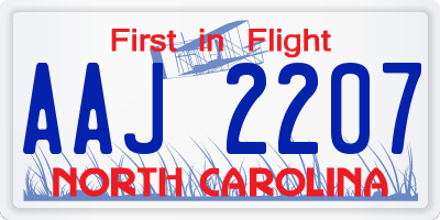 NC license plate AAJ2207