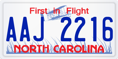 NC license plate AAJ2216
