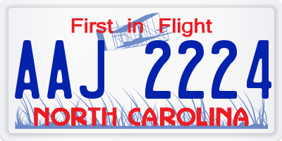 NC license plate AAJ2224