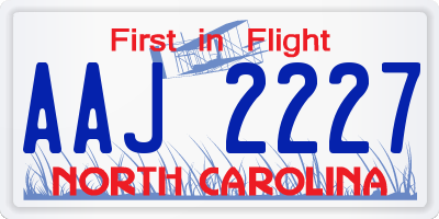 NC license plate AAJ2227