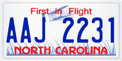 NC license plate AAJ2231