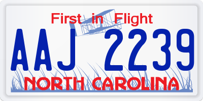 NC license plate AAJ2239