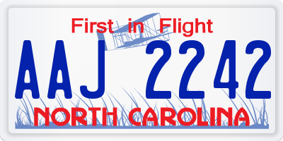 NC license plate AAJ2242