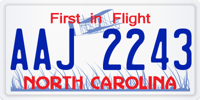 NC license plate AAJ2243