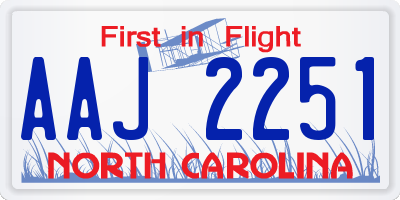 NC license plate AAJ2251