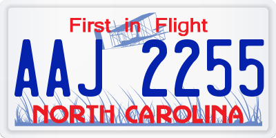 NC license plate AAJ2255