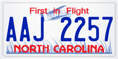 NC license plate AAJ2257