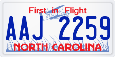 NC license plate AAJ2259