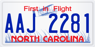 NC license plate AAJ2281
