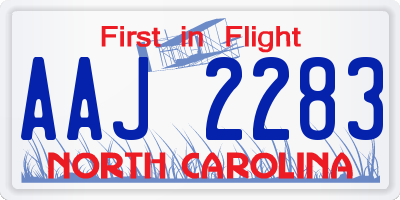 NC license plate AAJ2283
