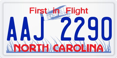 NC license plate AAJ2290