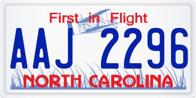 NC license plate AAJ2296