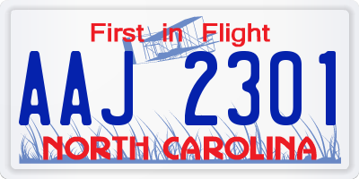 NC license plate AAJ2301