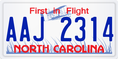 NC license plate AAJ2314