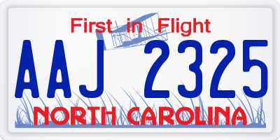 NC license plate AAJ2325