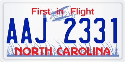NC license plate AAJ2331