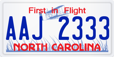 NC license plate AAJ2333