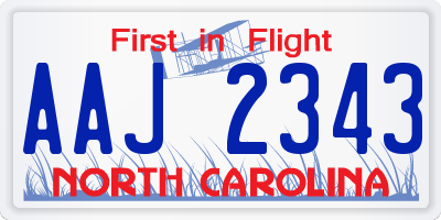 NC license plate AAJ2343