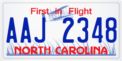 NC license plate AAJ2348