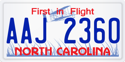 NC license plate AAJ2360