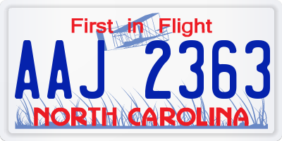NC license plate AAJ2363