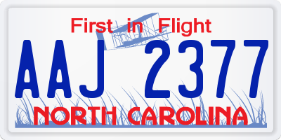 NC license plate AAJ2377