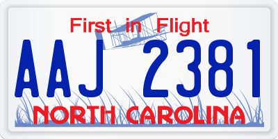 NC license plate AAJ2381