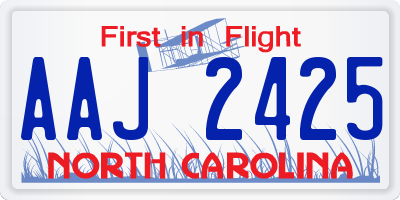 NC license plate AAJ2425
