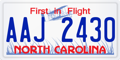 NC license plate AAJ2430