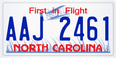 NC license plate AAJ2461