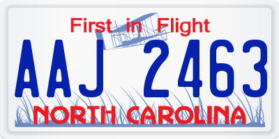NC license plate AAJ2463