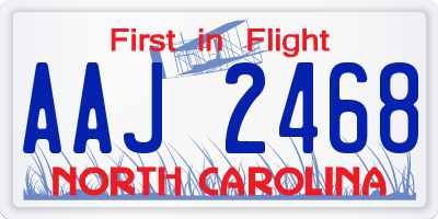 NC license plate AAJ2468