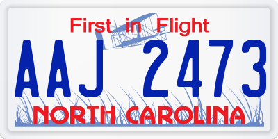 NC license plate AAJ2473