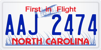 NC license plate AAJ2474